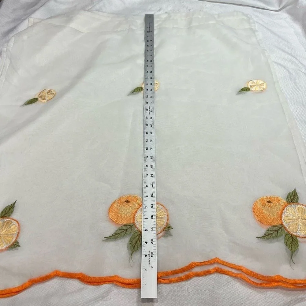 Vintage Sheer White Orange‎ Citrus Applique Detail Curtains